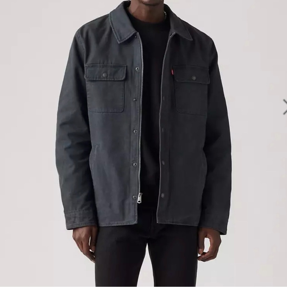 Levi’s COTTON SHACKET men’s S cotton canvas Button zip jacket charcoal